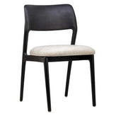Solid Oak Side Chair with Contoured Back & Upholstered Seat