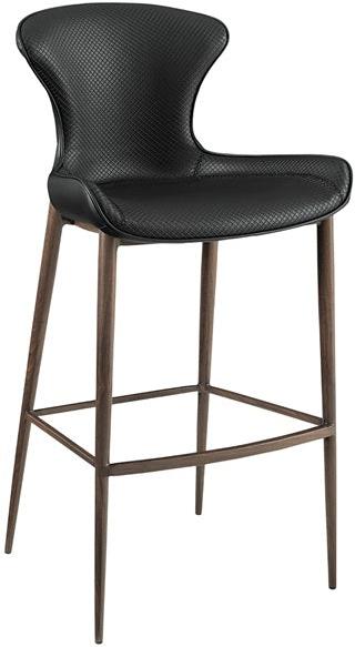 Modern Metal Bar Stool with Textured Backrest