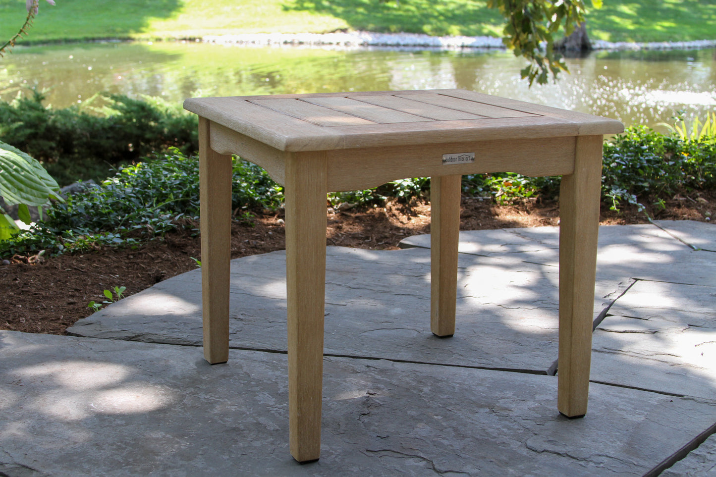 Antique Wash Square Outdoor Accent Table 19.5" x 18"