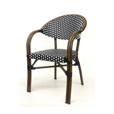 Outdoor French Bistro Black and White Arm Chair