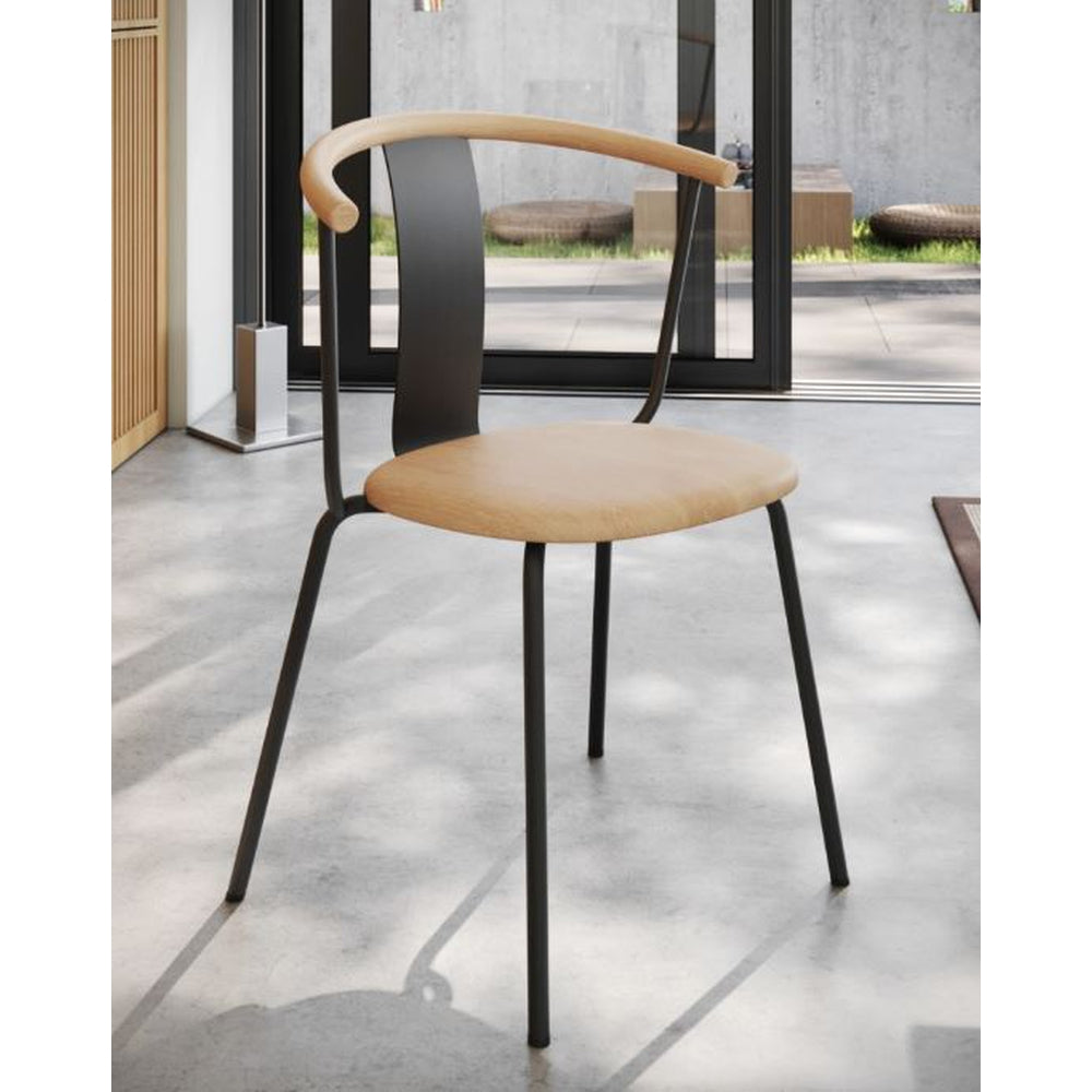 Shu Modern Wood Side Chair with Metal Frame