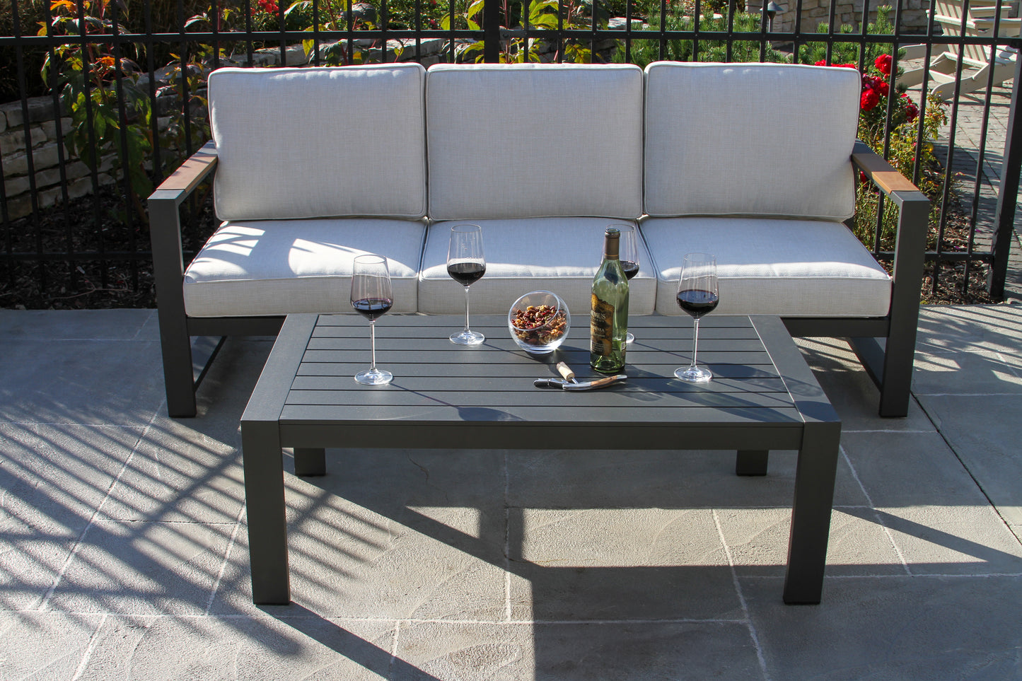 Sienna Black Outdoor Aluminum Coffee Table 47" x 25"
