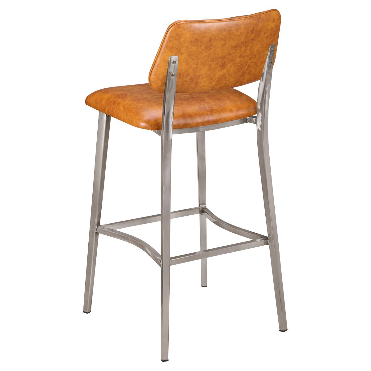 Luca Metal Bar Stool with Padded Back in Clear Coat Finish19ba4a00b272d3a0f7