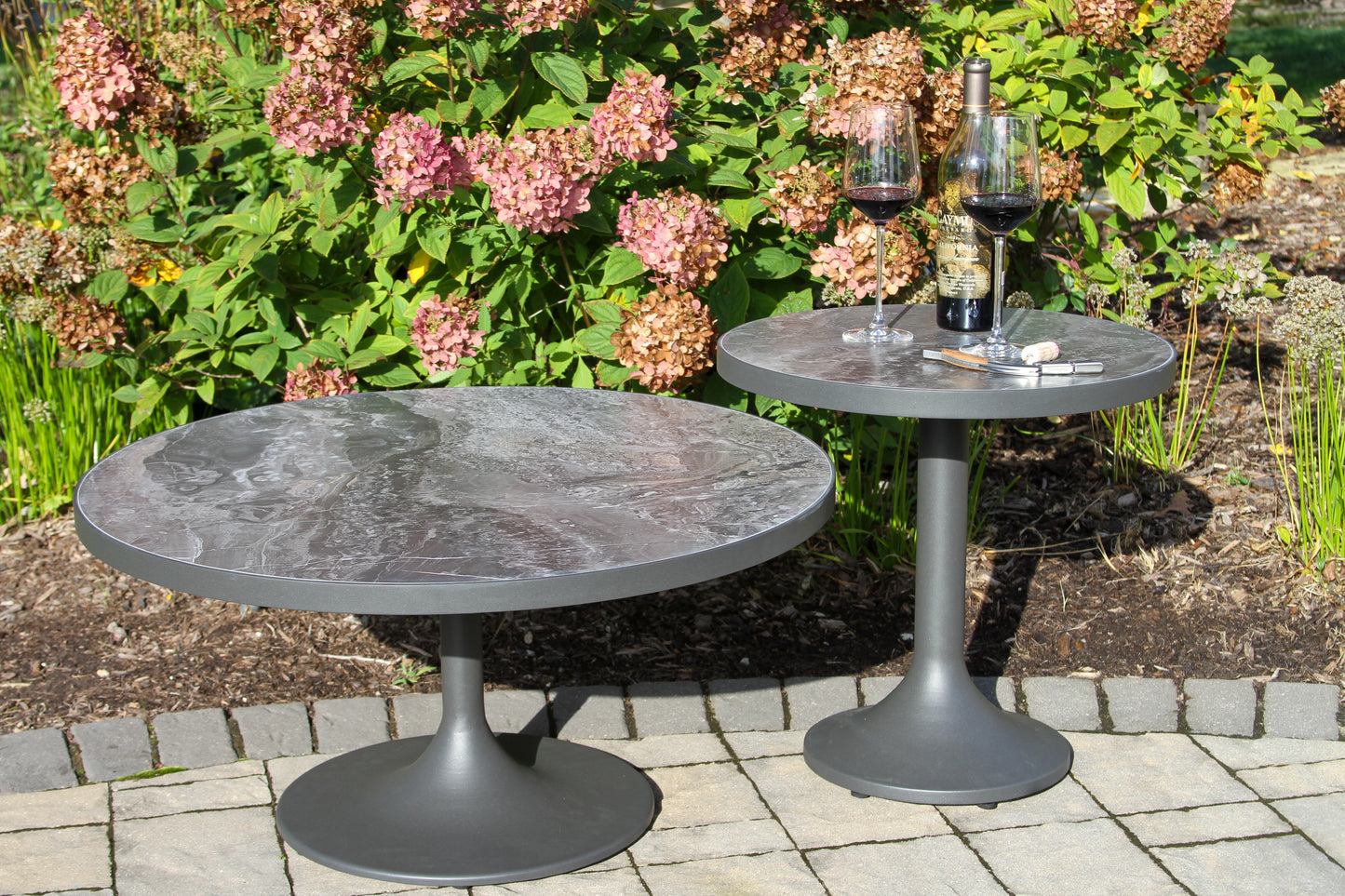 Portofino Orobico Outdoor Sintered Stone and Aluminum Coffee Table 32" Round