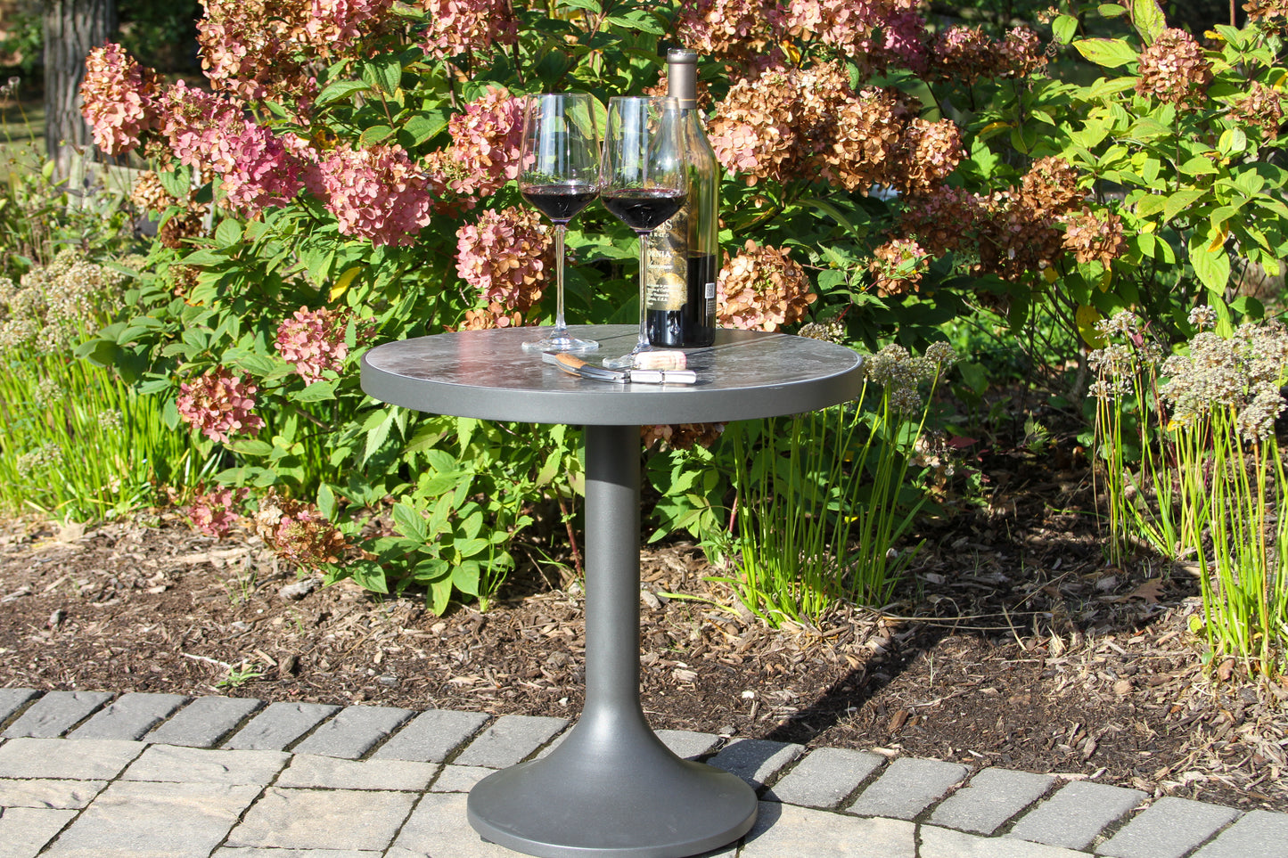 Portofino Orobico Outdoor Sintered Stone and Aluminum Coffee Table 20" Round