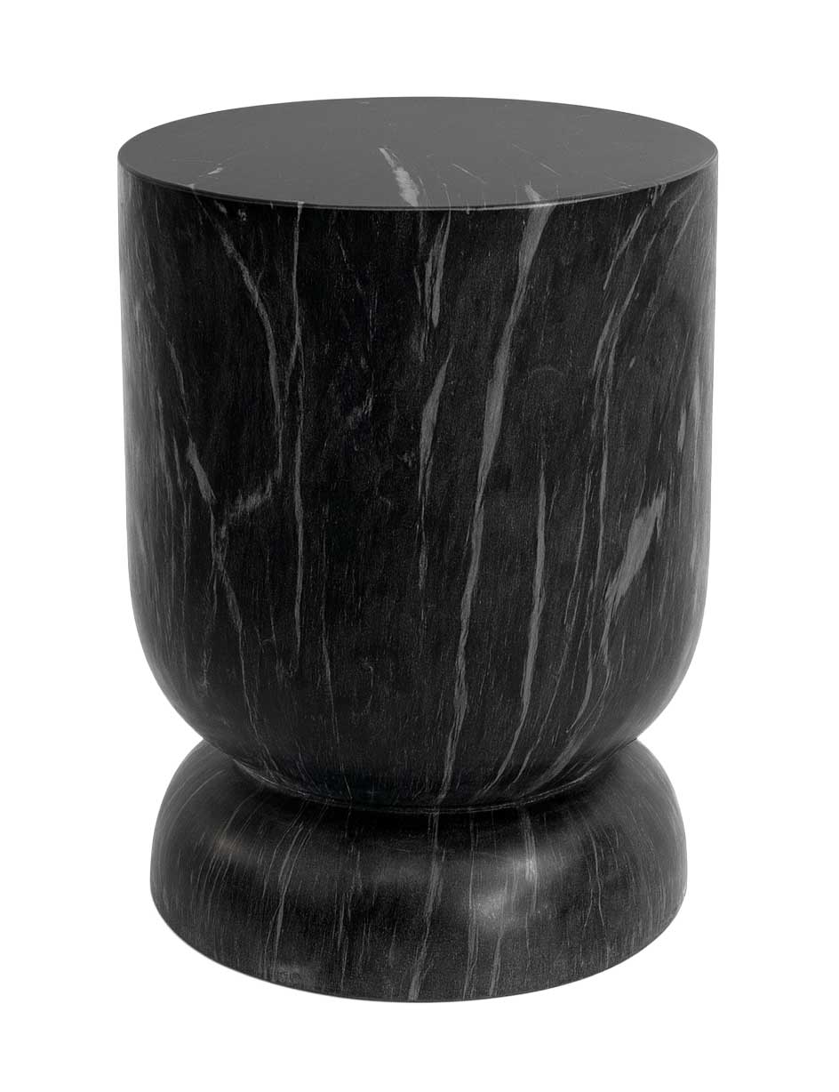 Round Black Marble Outdoor Accent Table