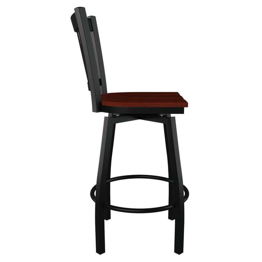 Premium Vertical Slat Swivel Bar Stool