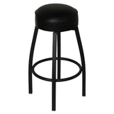 Backless Swivel Bar Stool in Black Finish and Black Padded Vinyl Seat