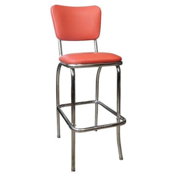 Retro Chrome Classic Bar Stool with Curved Back