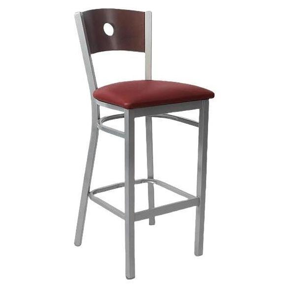 Silver Interchangeable Back Metal Bar Stool with Circled Back19c43d3c4f22125659