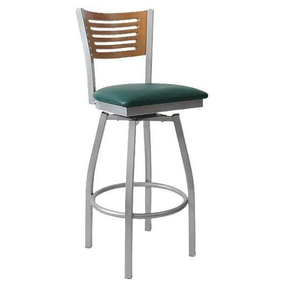 Silver Swivel Interchangeable Back Metal Bar Stool with 5 Slats19c43e607633cc13ff
