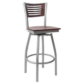 Silver Swivel Interchangeable Back Metal Bar Stool with 5 Slats19c43e60763657eb6d