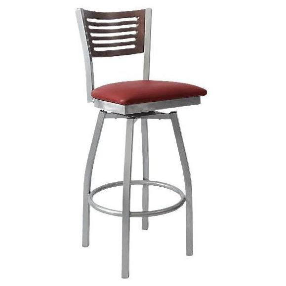 Silver Swivel Interchangeable Back Metal Bar Stool with 5 Slats19c43e6076343a9b74