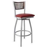 Silver Swivel Interchangeable Back Metal Bar Stool with 5 Slats19c43e6076343a9b74