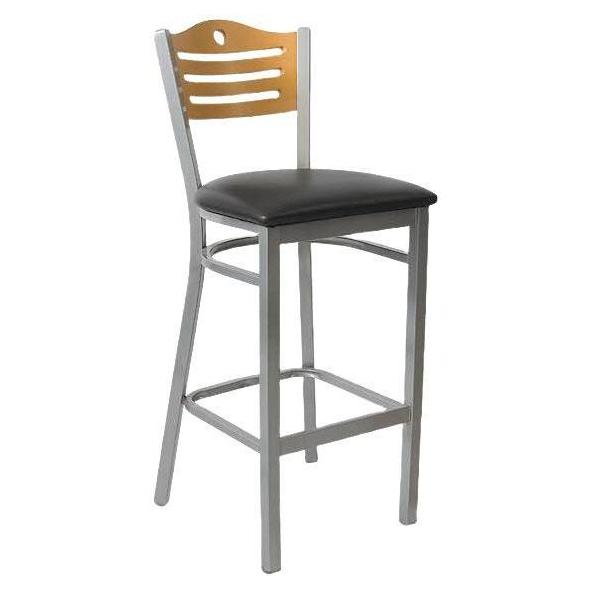 Silver Interchangeable Back Metal Bar Stool with 3 Slats & Circle19c43d8daa614db4bc
