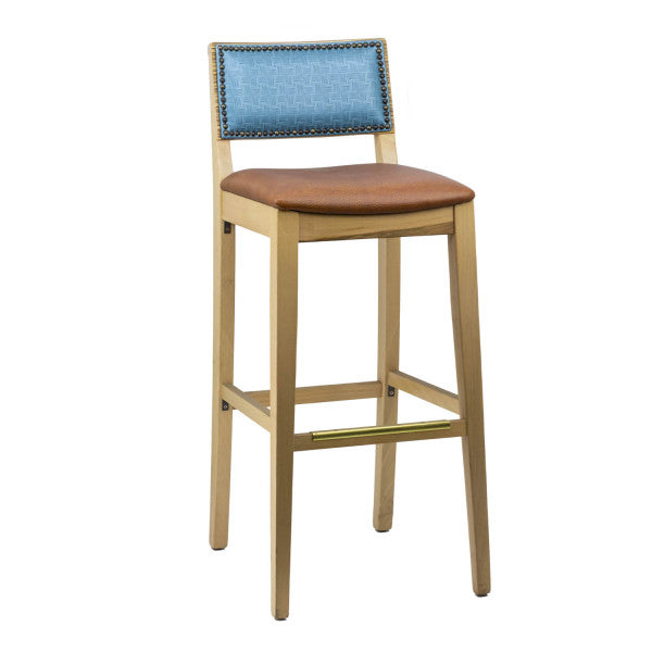 Madison Solid Wood Fully Upholstered Bar Stool