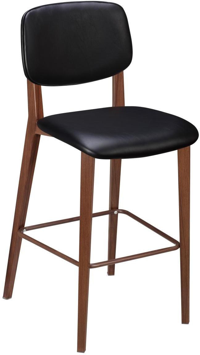 Enzo Wood Grain Metal Bar Stool with Padded Back19b9031e2fb7464691