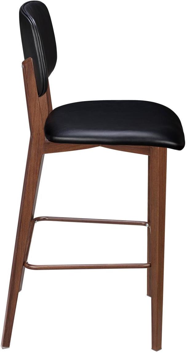 Enzo Wood Grain Metal Bar Stool with Padded Back19b9031e2fb44bb5a5