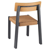 Sable Outdoor Aluminum Dining Chair with Woven Terylene Seat and Wood-Look Back