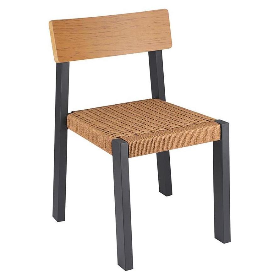Sable Outdoor Aluminum Dining Chair with Woven Terylene Seat and Wood-Look Back