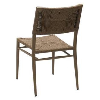 Cabo Wood-Look Aluminum Dining Chair with Woven Rope Seat and Back