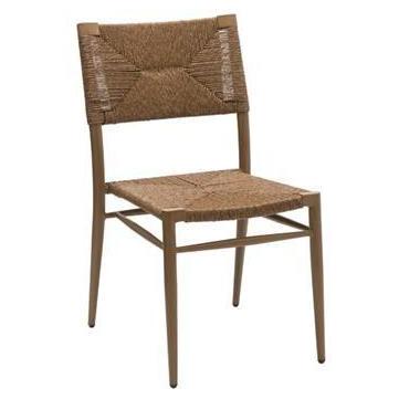 Cabo Wood-Look Aluminum Dining Chair with Woven Rope Seat and Back