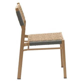 Palma Wood-Look Aluminum Dining Chair with Two-Tone Woven Terylene Seat and Back