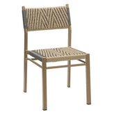 Palma Wood-Look Aluminum Dining Chair with Two-Tone Woven Terylene Seat and Back