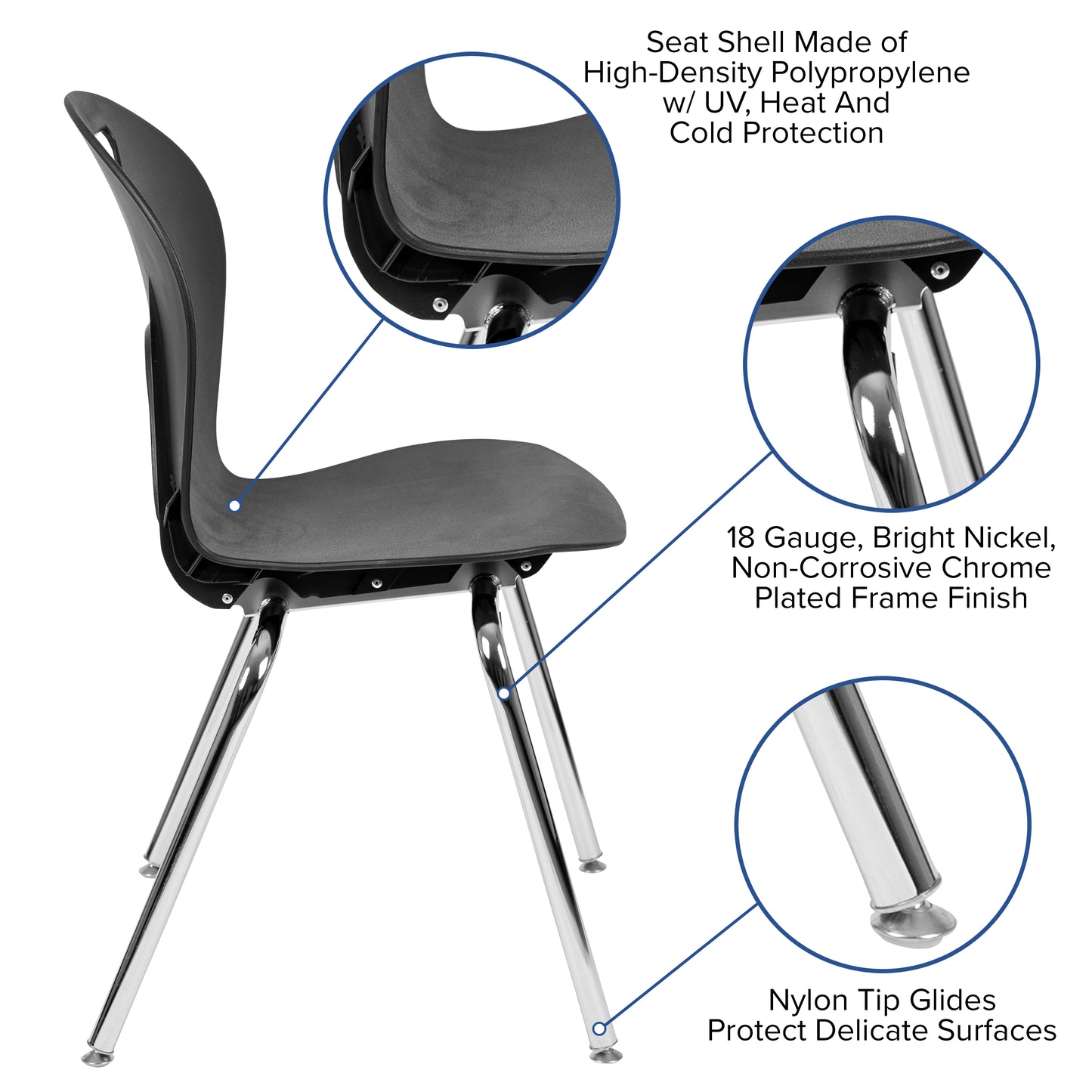 Mickey Advantage Titan Black Student Stack School Chair - 18-inch