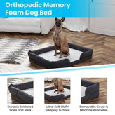 Cooper Orthopedic Comfy Memory Foam Joint Relief Bolster Dog Bed for Dogs up to 44 LBS. - Removable & Washable Cover, Non-Slip Bottom