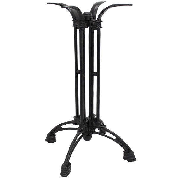 Outdoor Round Matte-Black Ornate Cast Iron Table Base