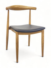 Mid-Century Modern Wood Grain Metal Frame Side Chair