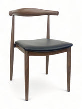 Mid-Century Modern Wood Grain Metal Frame Side Chair