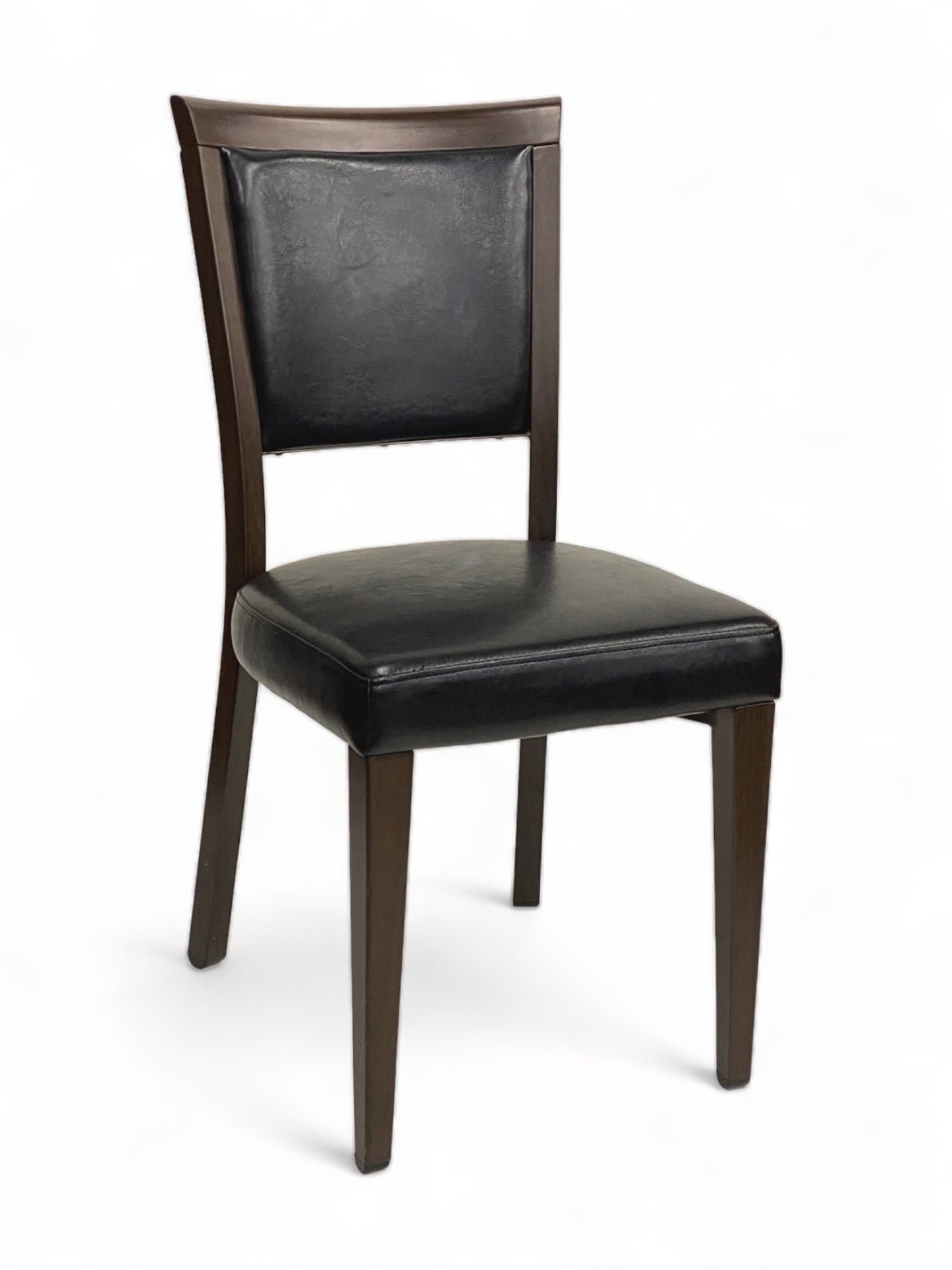 Upholstered Black Vinyl Chair with Wood Grain Metal Frame
