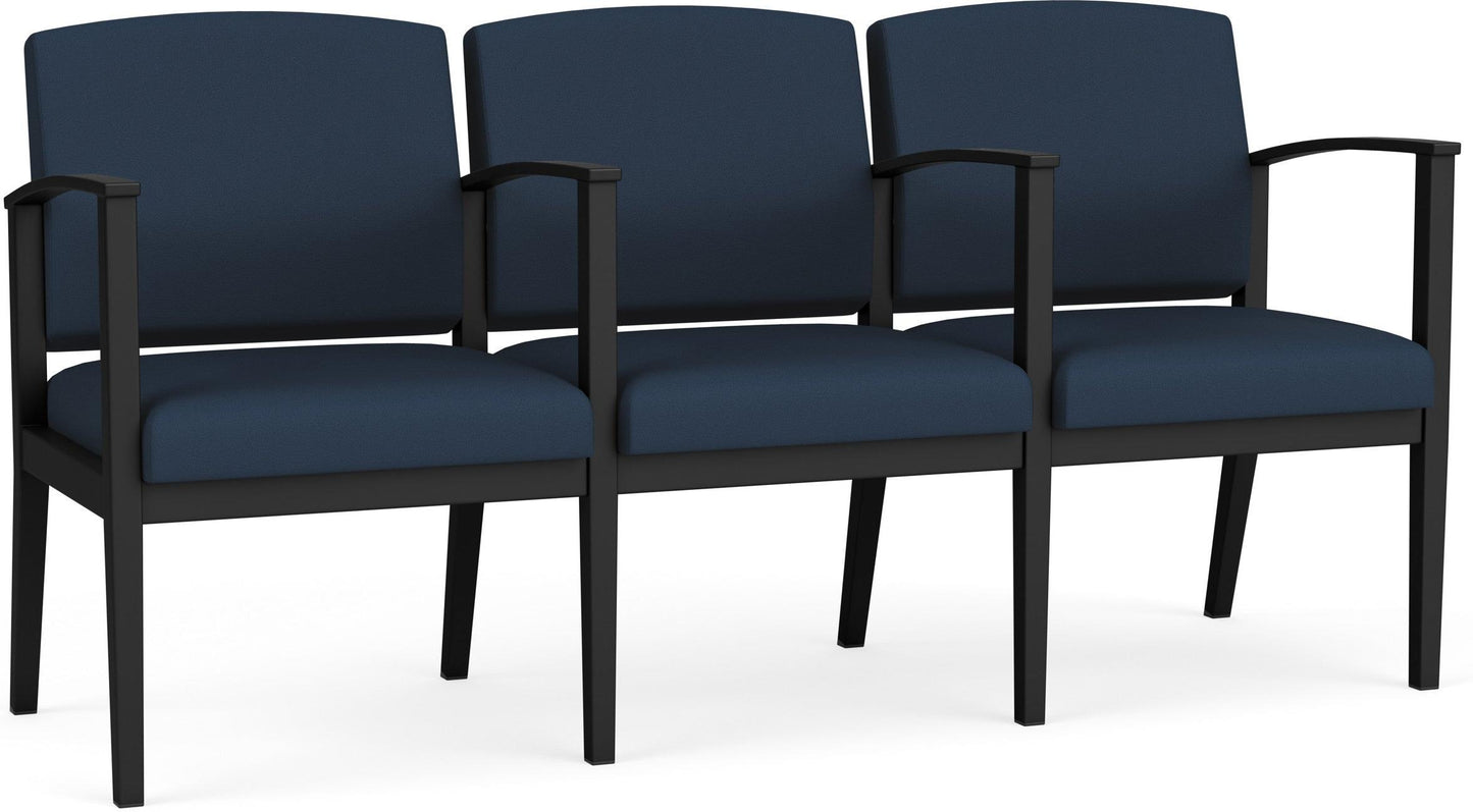 Amherst Steel Waiting Reception 3 Seat Tandem Seating Metal Frame