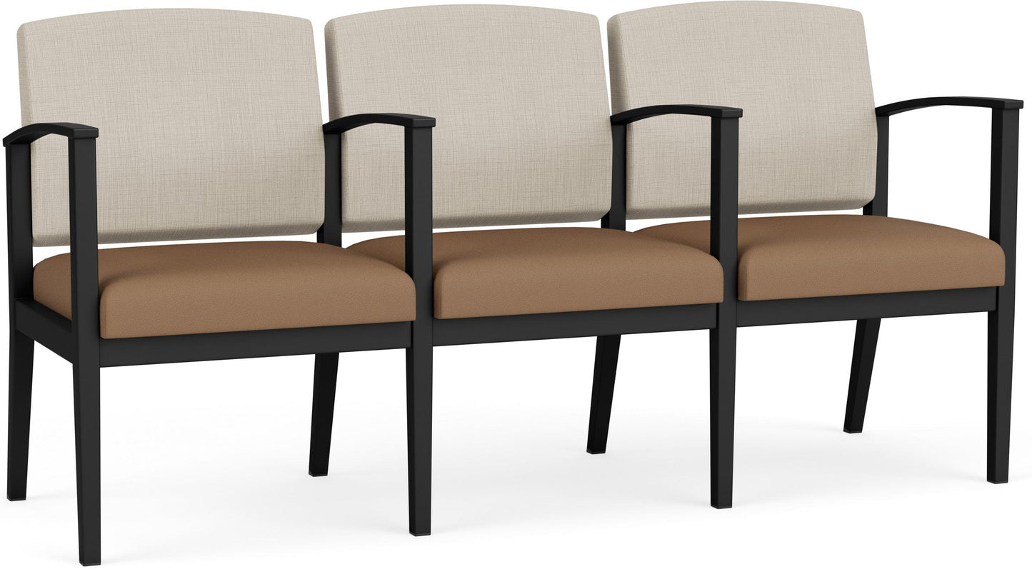 Amherst Steel Waiting Reception 3 Seat Tandem Seating Metal Frame