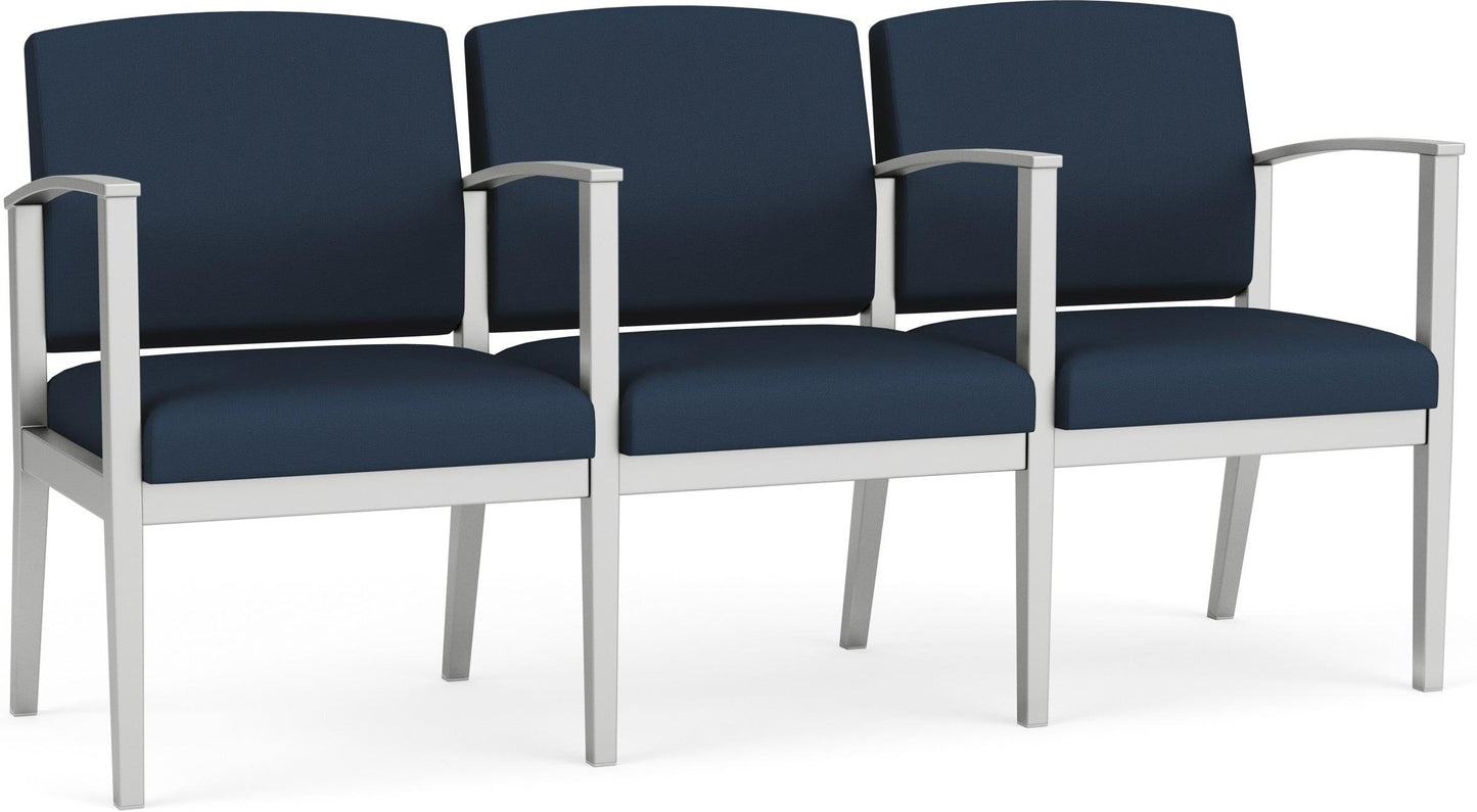 Amherst Steel Waiting Reception 3 Seat Tandem Seating Metal Frame