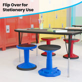 Carter Adjustable Height Kids Flexible Active Stool for Classroom and Home with Non-Skid Bottom in Blue, 14" - 18" Seat Height