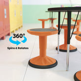 Carter Adjustable Height Kids Flexible Active Stool for Classroom and Home with Non-Skid Bottom in Orange, 14" - 18" Seat Height