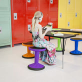 Carter Adjustable Height Kids Flexible Active Stool for Classroom and Home with Non-Skid Bottom in Purple, 14" - 18" Seat Height