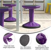 Carter Adjustable Height Kids Flexible Active Stool for Classroom and Home with Non-Skid Bottom in Purple, 14" - 18" Seat Height