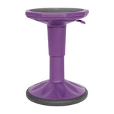 Carter Adjustable Height Kids Flexible Active Stool for Classroom and Home with Non-Skid Bottom in Purple, 14" - 18" Seat Height