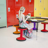 Carter Adjustable Height Kids Flexible Active Stool for Classroom and Home with Non-Skid Bottom in Red, 14" - 18" Seat Height