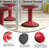 Carter Adjustable Height Kids Flexible Active Stool for Classroom and Home with Non-Skid Bottom in Red, 14" - 18" Seat Height