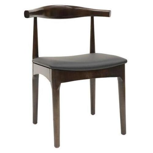 Walnut Curved Elbow Back Upholstered Restaurant Chair