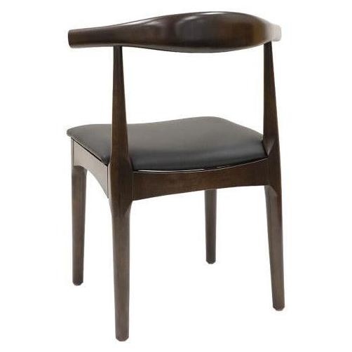 Walnut Curved Elbow Back Upholstered Restaurant Chair
