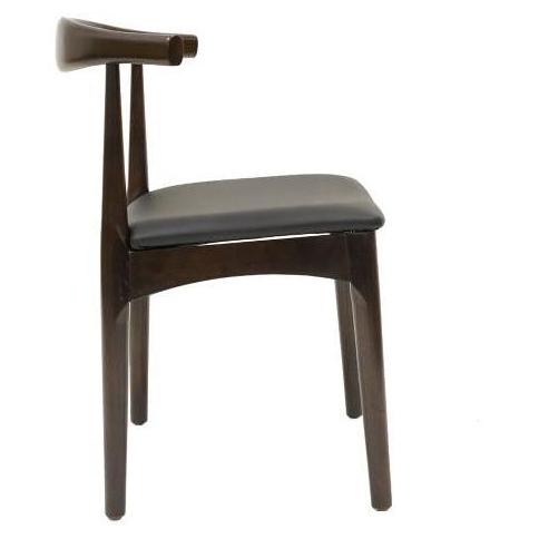 Walnut Curved Elbow Back Upholstered Restaurant Chair