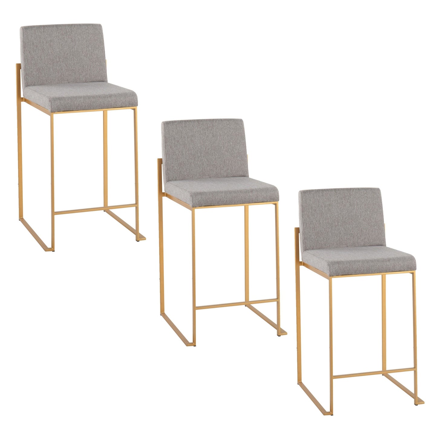 Fuji High Back 26" Fixed-Height Counter Stool - Set of 3