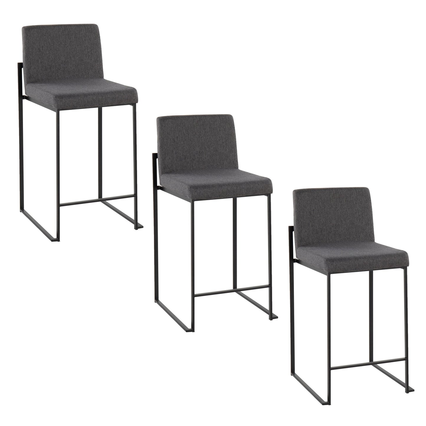 Fuji High Back 26" Fixed-Height Counter Stool - Set of 3
