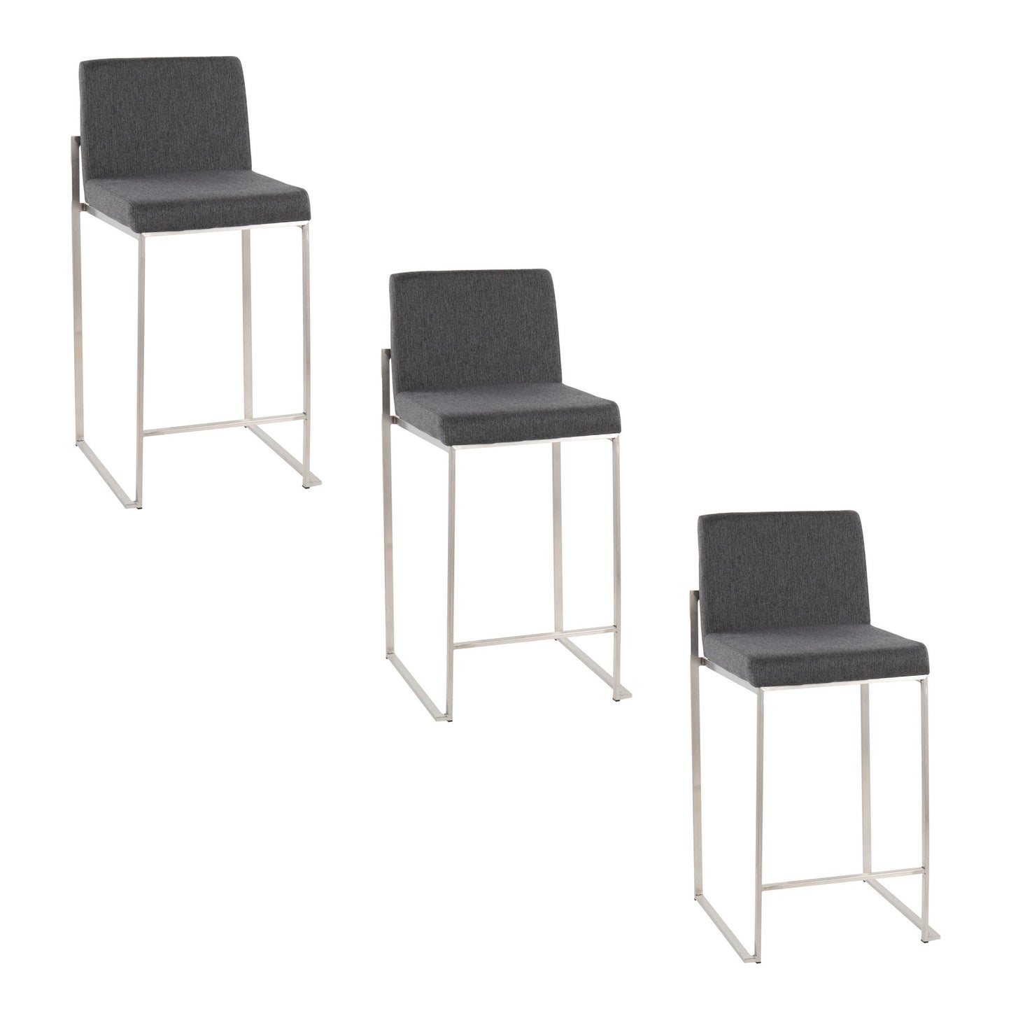 Fuji High Back 26" Fixed-Height Counter Stool - Set of 3